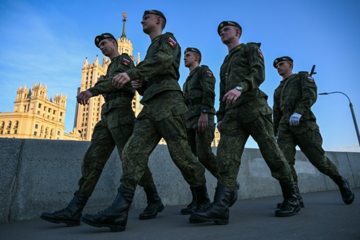 Répétitions avant le défilé commémorant la victoire sur l'Allemagne nazie, à Moscou le 4 mai 2026