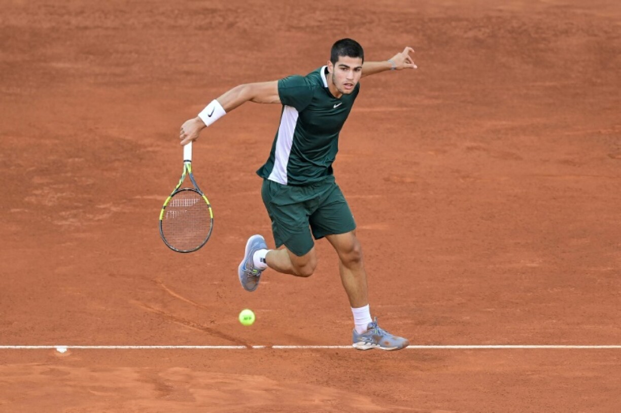 L'Espagnol Carlos Alcaraz, en finale du tournoi de Madrid, le 8 mai 2022