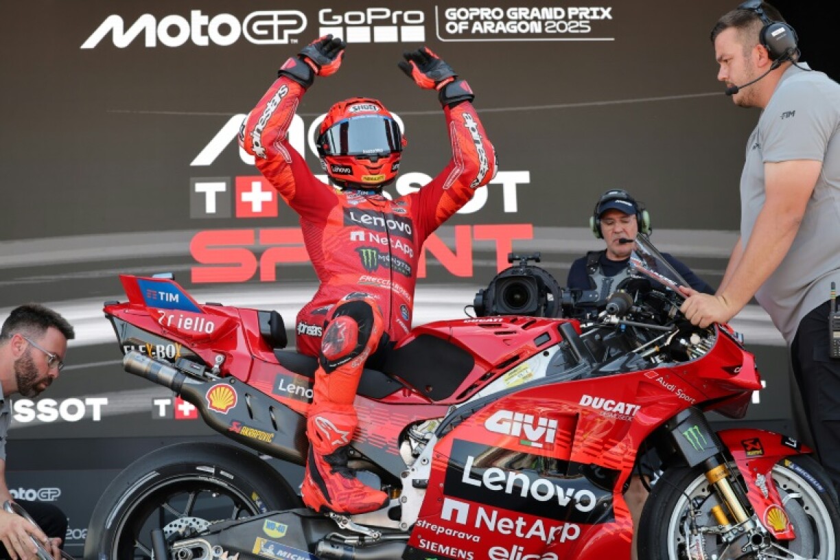 Team Ducati Lenovo's Marc Marquez won the sprint race at the MotoGP Aragon Grand Prix