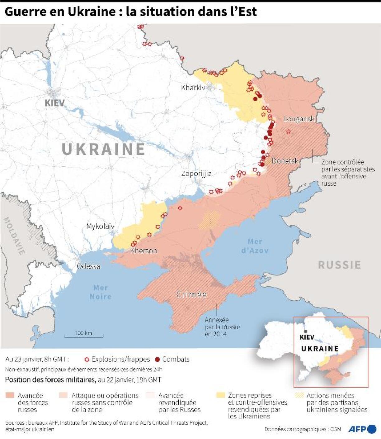 La situation en Ukraine au 23 janvier.