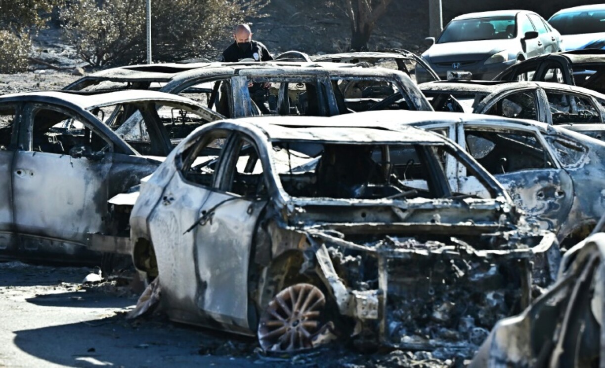 Destroyed vehicles on Sunset Boulevard