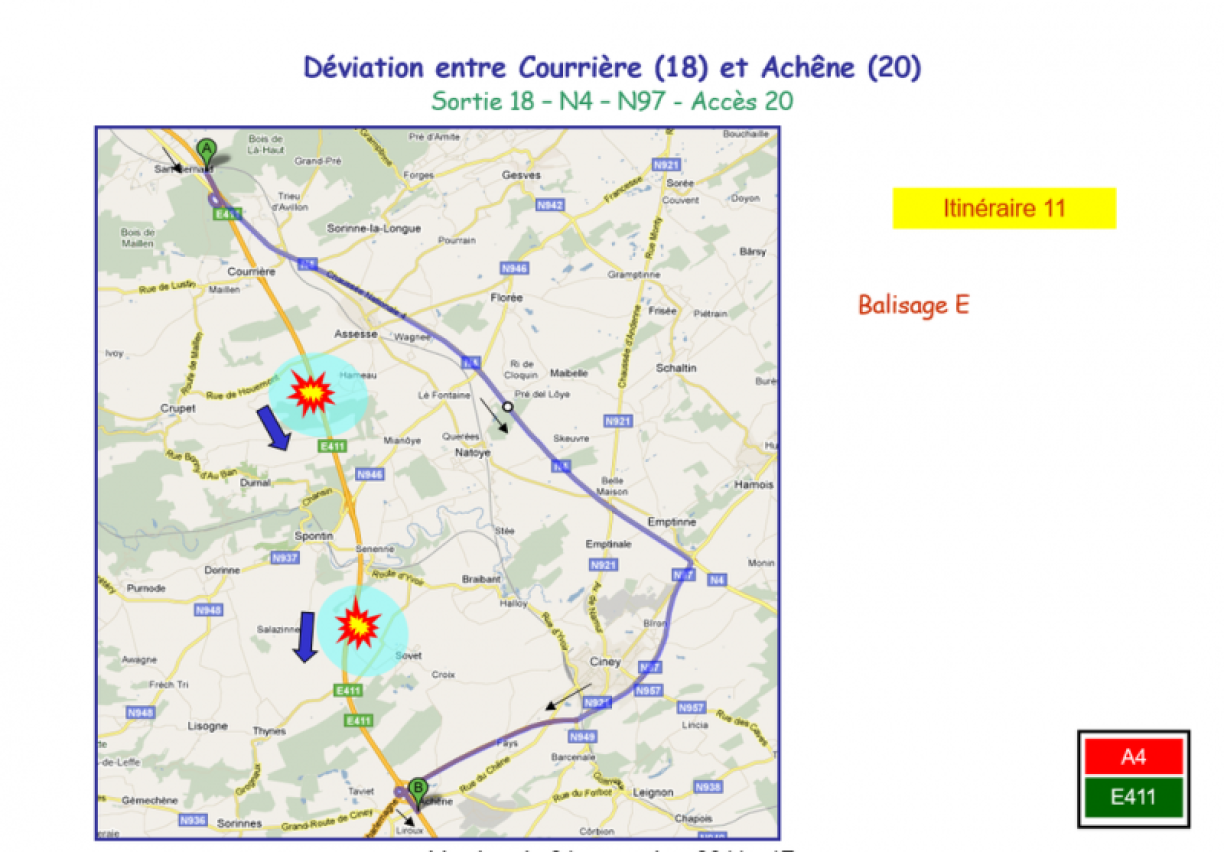 Details of the detour put into place.