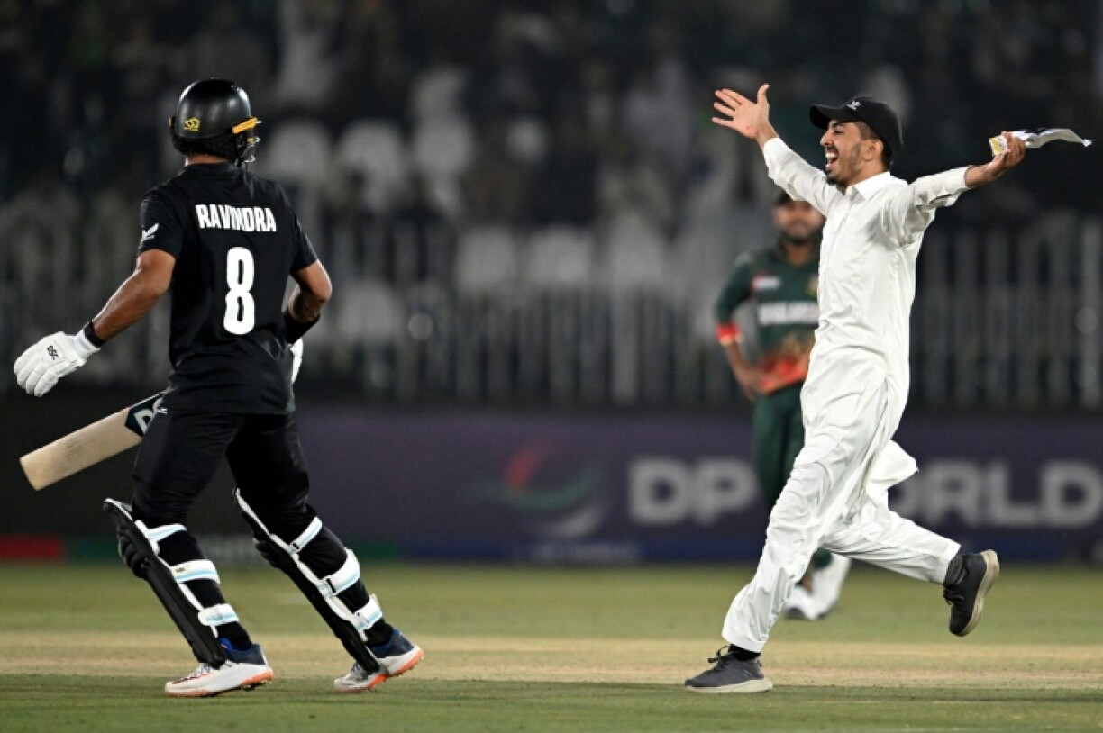 Rachin Ravindra's knock was interrupted by a pitch invader