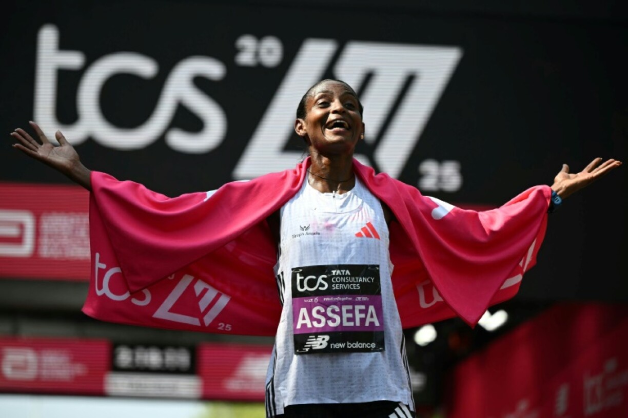 Ethiopia's Tigst Assefa sparkled in the sunshine breaking the women's only world record in the London marathon
