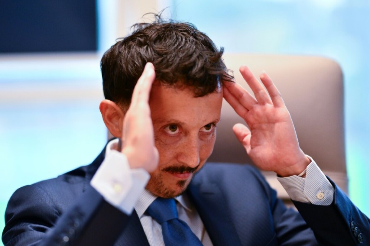 Marseille president Pablo Longoria speaks during an interview with AFP on Wednesday