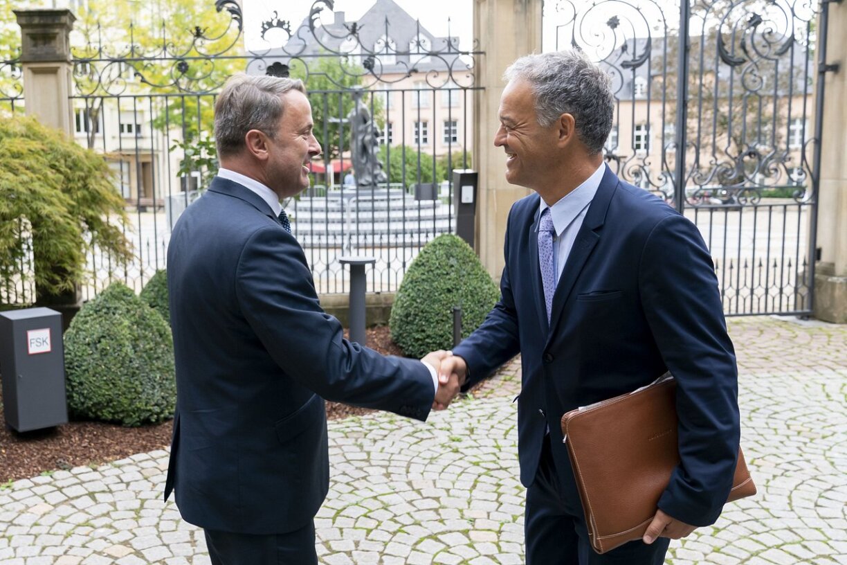 Prime Minister Xavier Bettel and President of UEL Michel Reckinger meet to prepare for Tripartites that begin September 18.