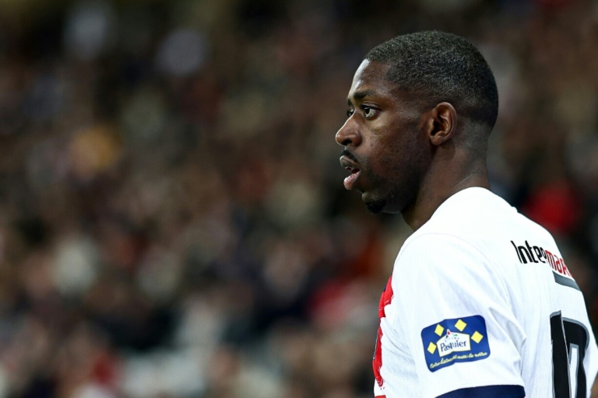 L'attaquant du Paris Saint-Germain Ousmane Dembélé le 1er avril 2025 contre l'USL Dunkerque, à Villeneuve-d'Ascq, en demi-finale de la Coupe de France