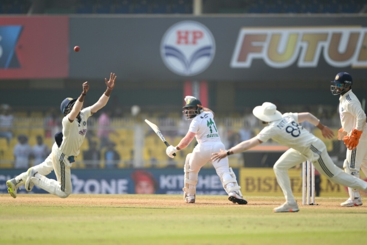 India's Sai Sudershan dives for the ball in the second Test