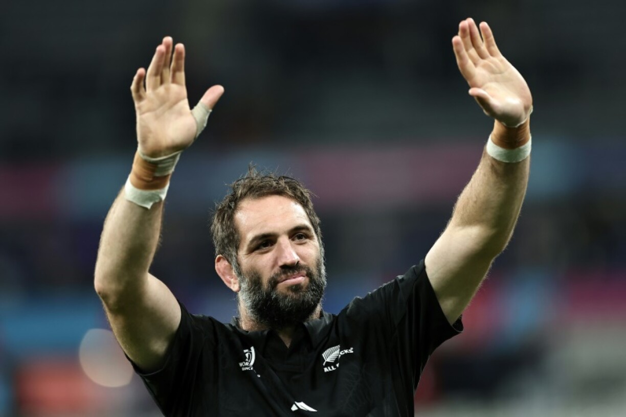 Le deuxième-ligne des All Blacks Samuel Whitelock après la victoire contre l'Argentine en demi-finale de la Coupe du monde le 20 octobre 2023 au Stade de France à Saint-Denis