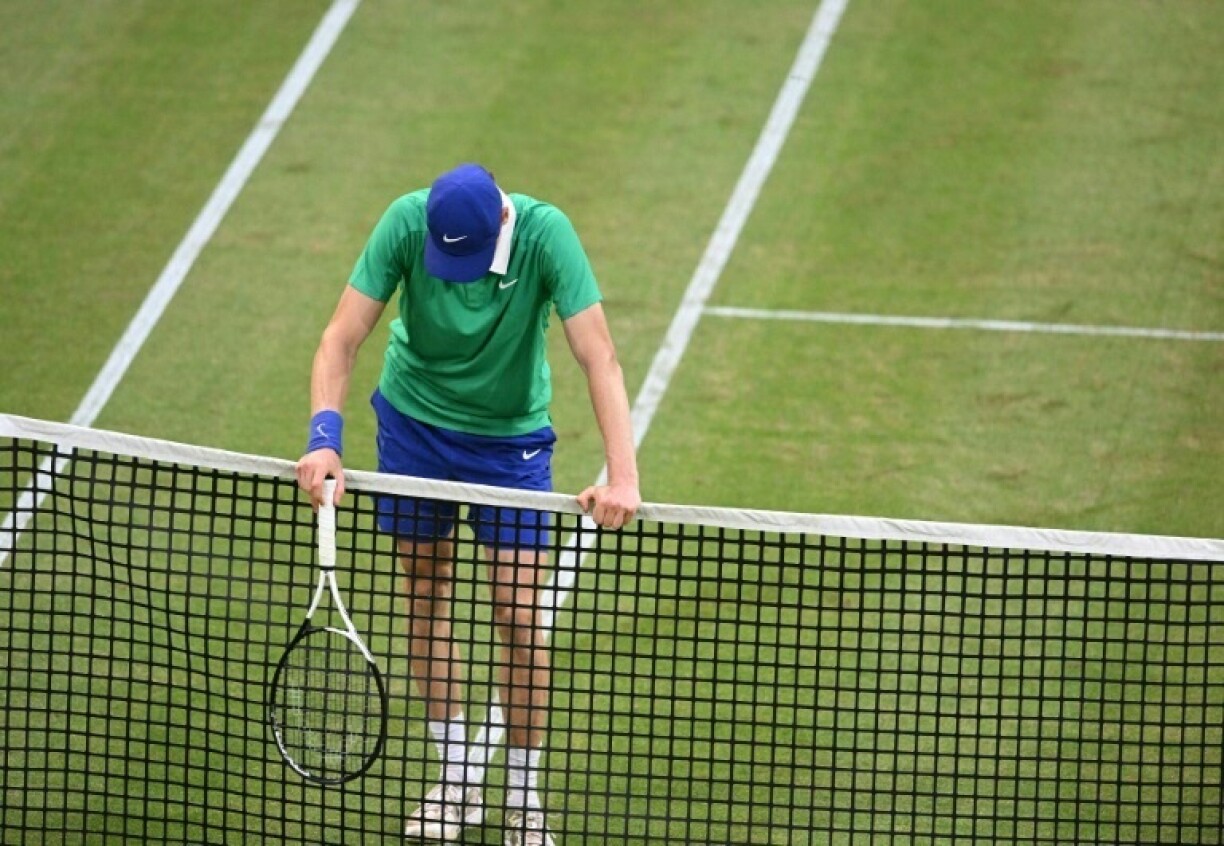 Italy's Jannik Sinner lost his second-round match on grass at the Halle ATP tennis tournament in Germany