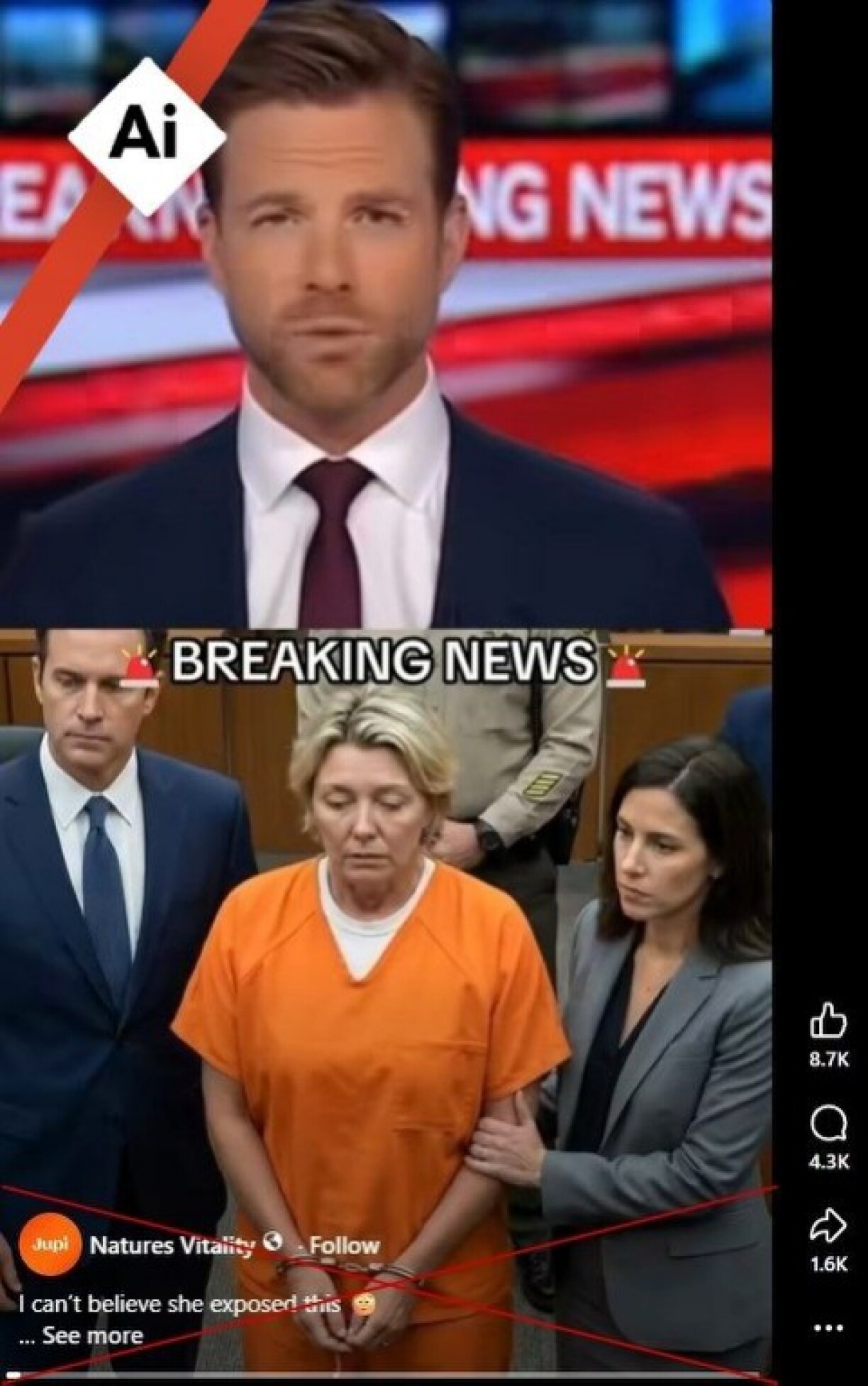 Screenshot of a Facebook reel captured on March 20, 2026