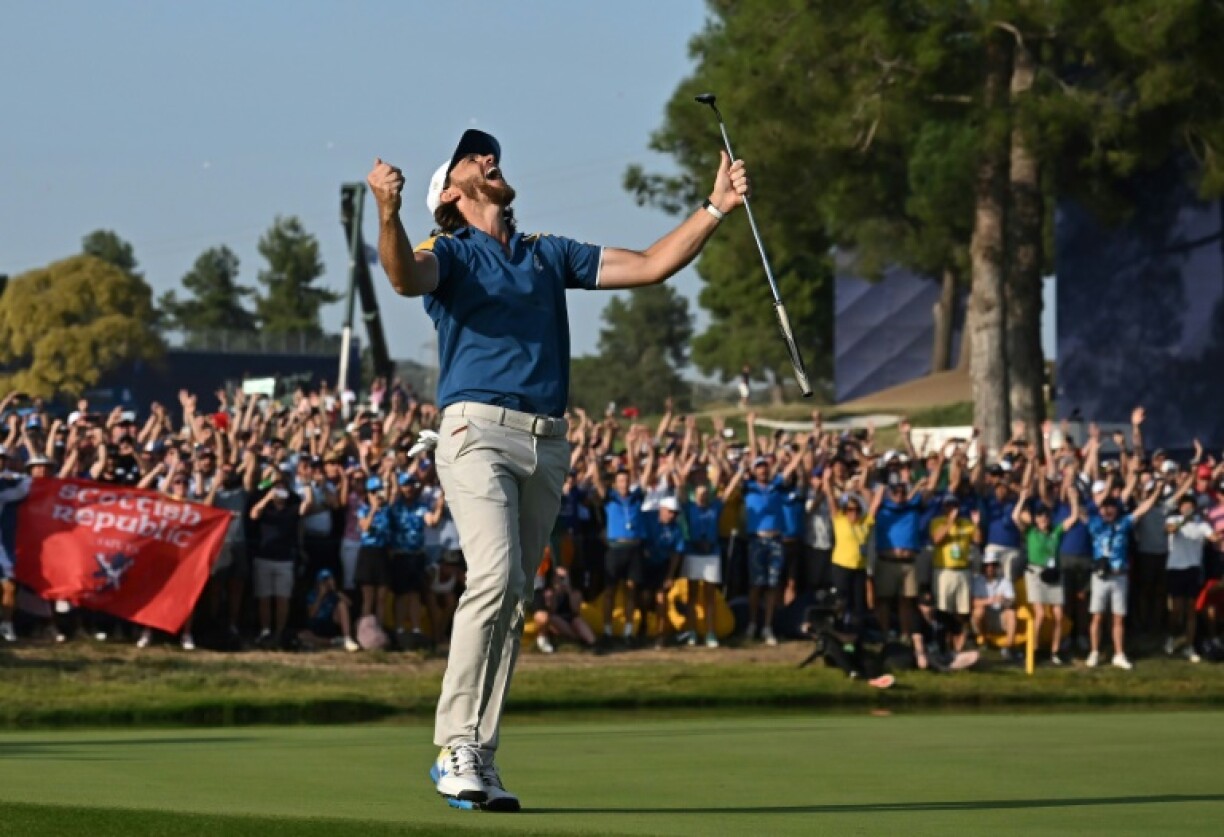 Tommy Fleetwood secures the half point Europe need for victory over the US on the final day of play in the 2023 Ryder Cup in Rome