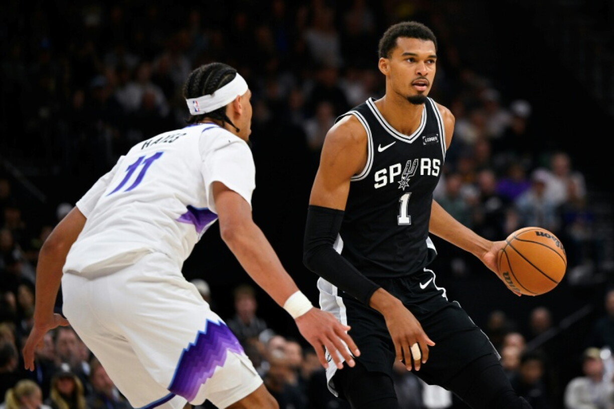Victor Wembanyama avec les Spurs contre l'Utah Jazz, le 28 octobre 2026 à Salt Lake City