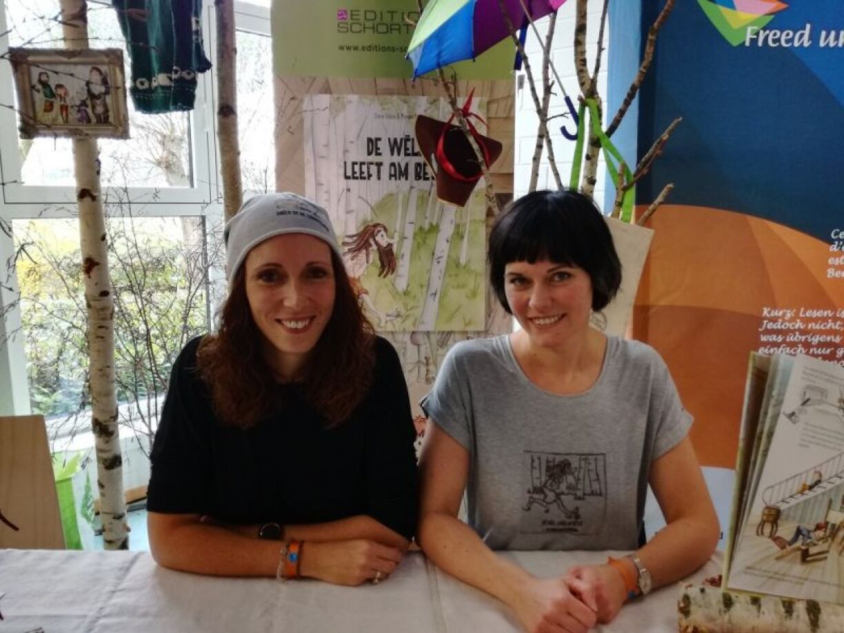 D'Diane Orban an d'Myriam Karels bei de Walfer Bicherdeeg 2019