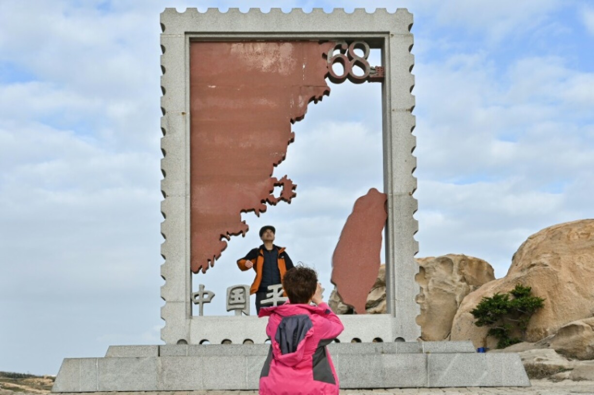 At a park on Pingtan -- a Chinese island that is the closest point to Taiwan's main island -- visitors were more concerned with snapping selfies than military manoeuvres