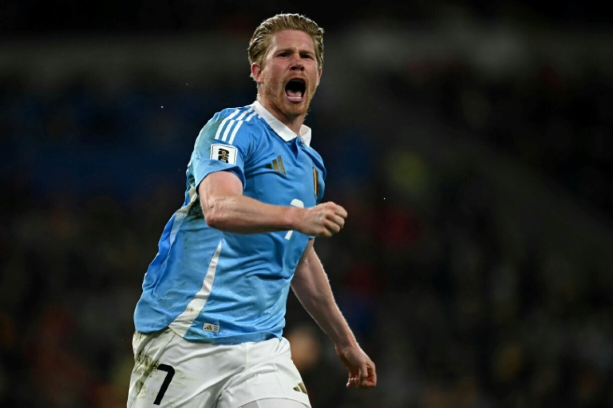 Belgium midfielder Kevin De Bruyne celebrates scoring against Wales