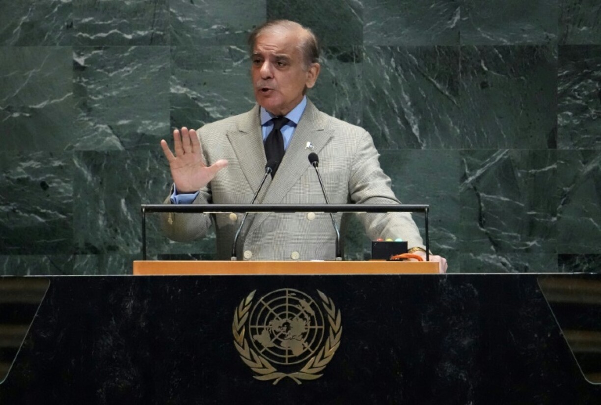 Pakistan Prime Minister Shehbaz Sharif addresses the United Nations General Assembly in New York