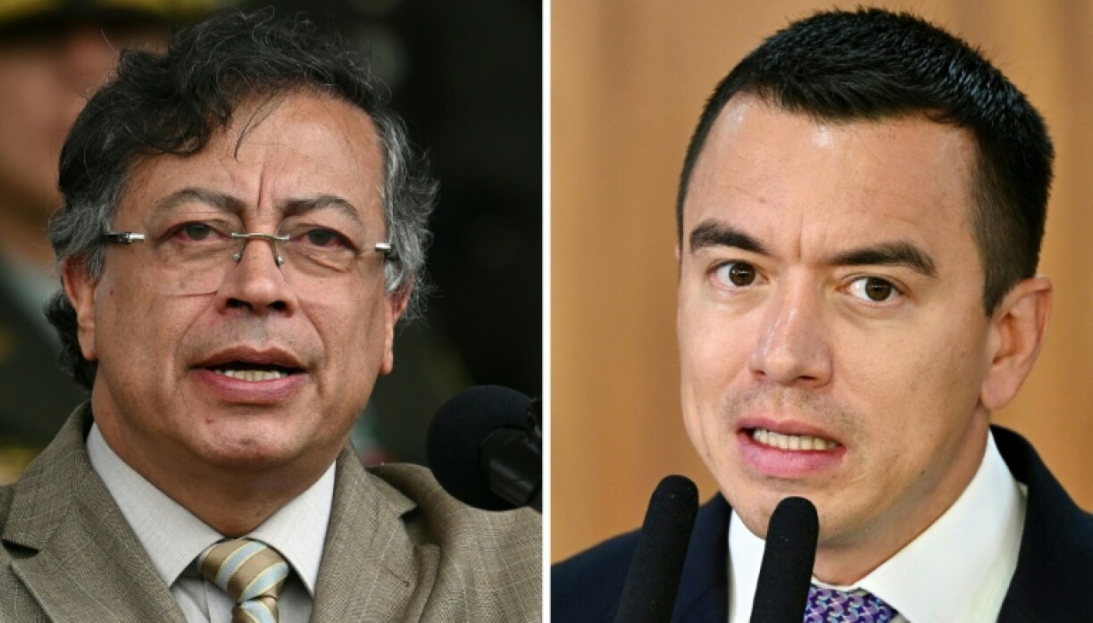 Une combinaison d'images des présidents de la Colombie, Gustavo Petro (g), le 13 novembre 2025 à Bogota, et de l'Equateur, Daniel Noboa, le 18 août 2025 à Brasilia