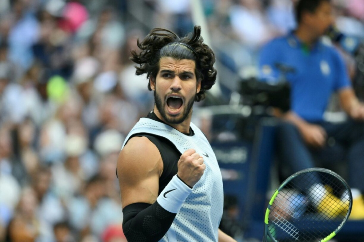 L'Espagnol Carlos Alcaraz, tenant du titre, en huitièmes de finale de l'US Open contre l'Américain Tommy Paul, le 6 septembre, 2026 à Flushing Meadows