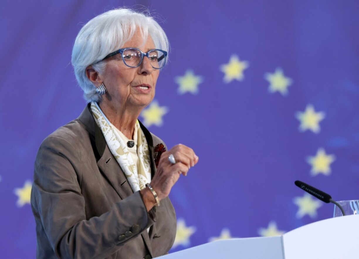 European Central Bank president Christine Lagarde addresses a press conference