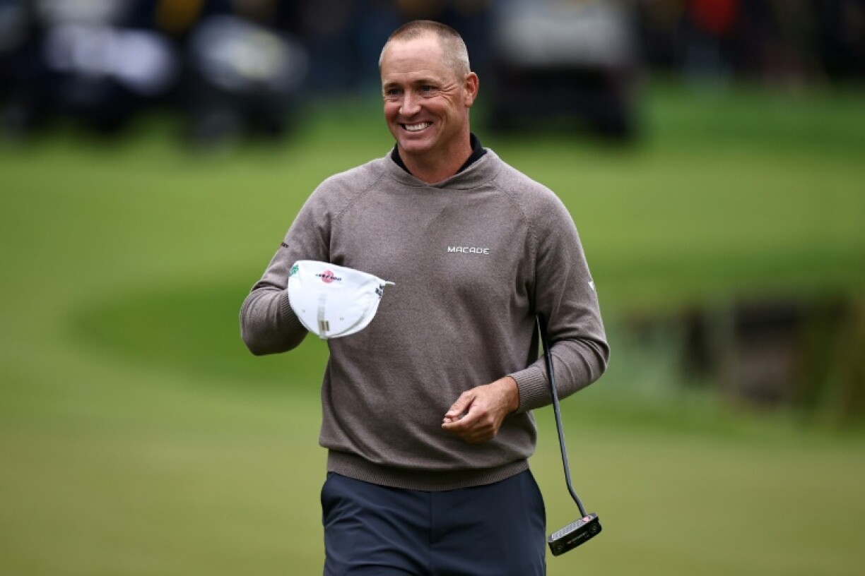 Sweden's Alex Noren celebrates winning the PGA Championship at Wentworth after a play-off