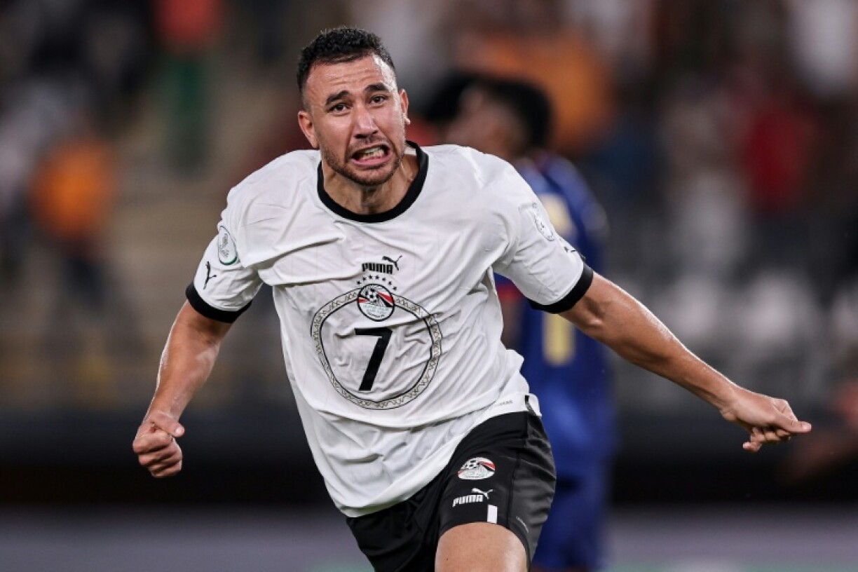 Al Ahly signing Mahmoud 'Trezeguet' Hassan celebrates scoring for Egypt against Cape Verde at the 2024 Africa Cup of Nations in the Ivory Coast.