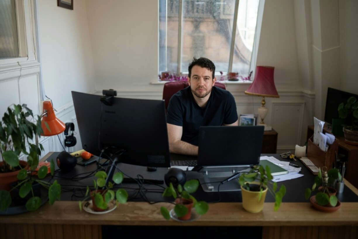 The Manchester Mill media founder and editor Joshi Herrmann works in the offices of the online newspaper serving Greater Manchester