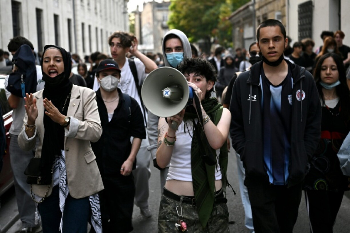 High-school students protest in the southwestern town of Bordeaux