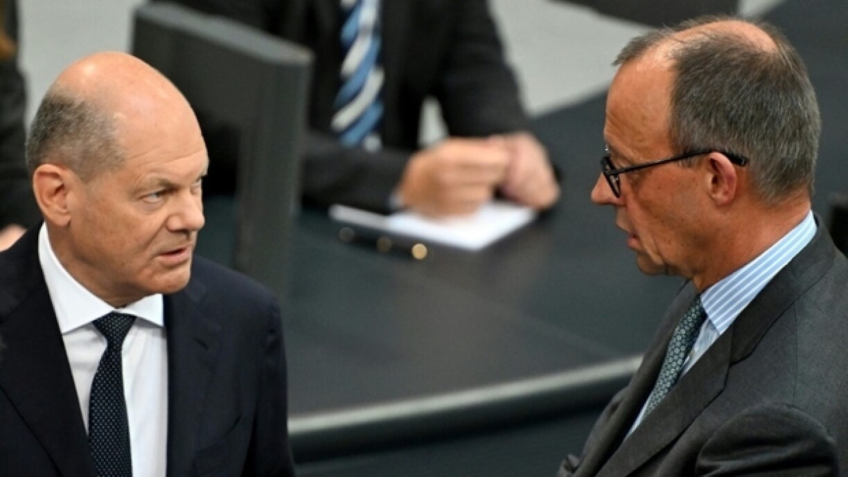 De Bundeskanzler Olaf Scholz mam CDU-Chef Friedrich Merz.