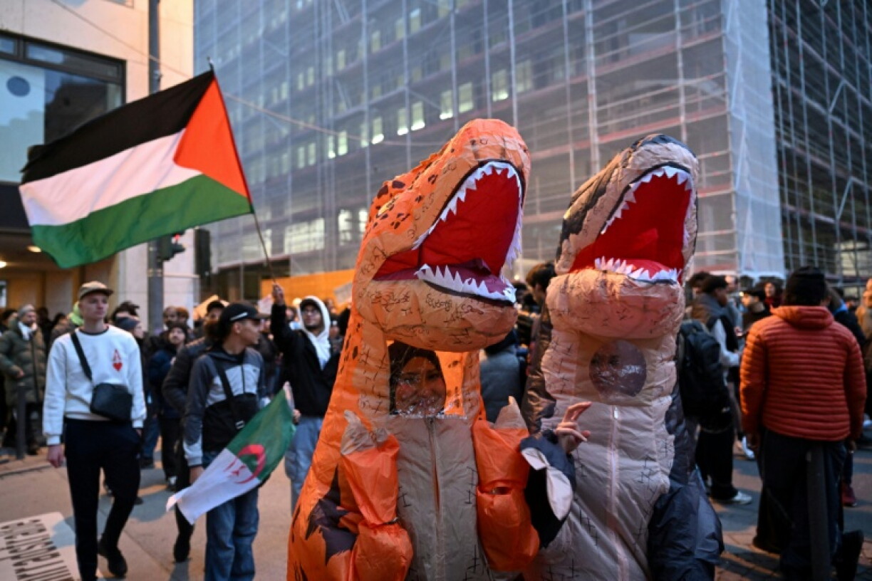 Protesters dressed as dinosaurs took part in the Gen Z demonstrations