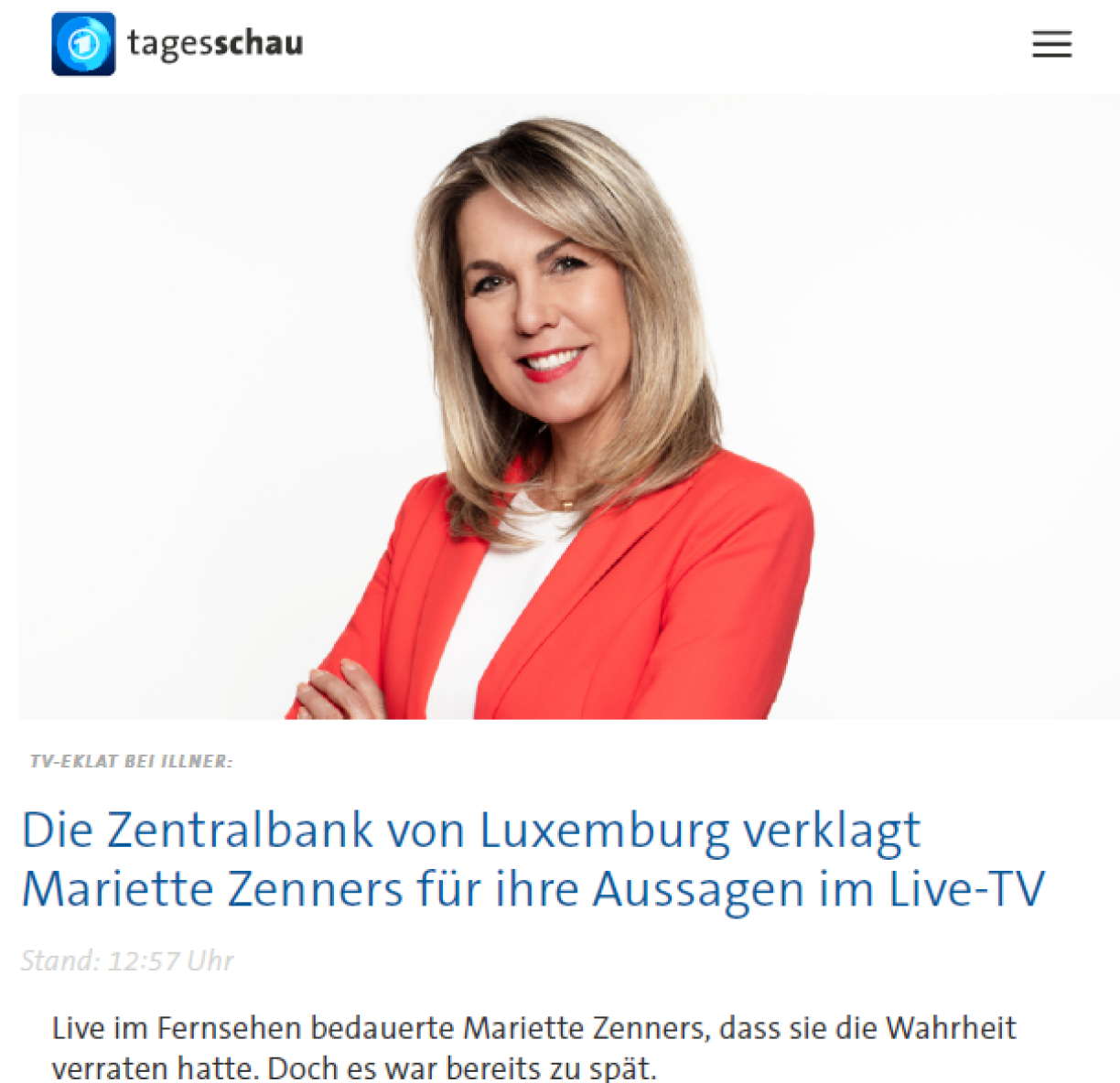In order to seem real, the interview appears to be published on the official Tagesschau website.