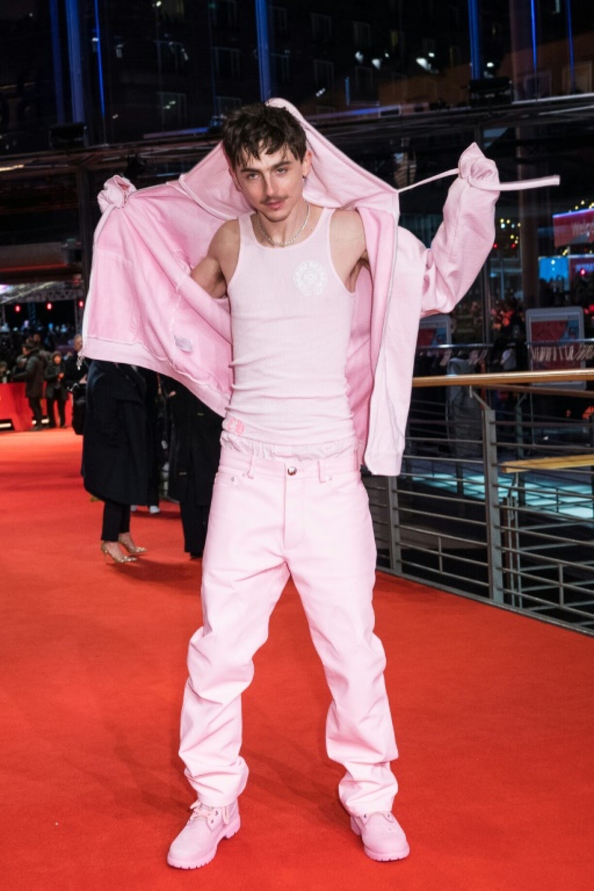 Timothee Chalamet, who attended the festival in a pink tracksuit, warned about 'saviour' figures