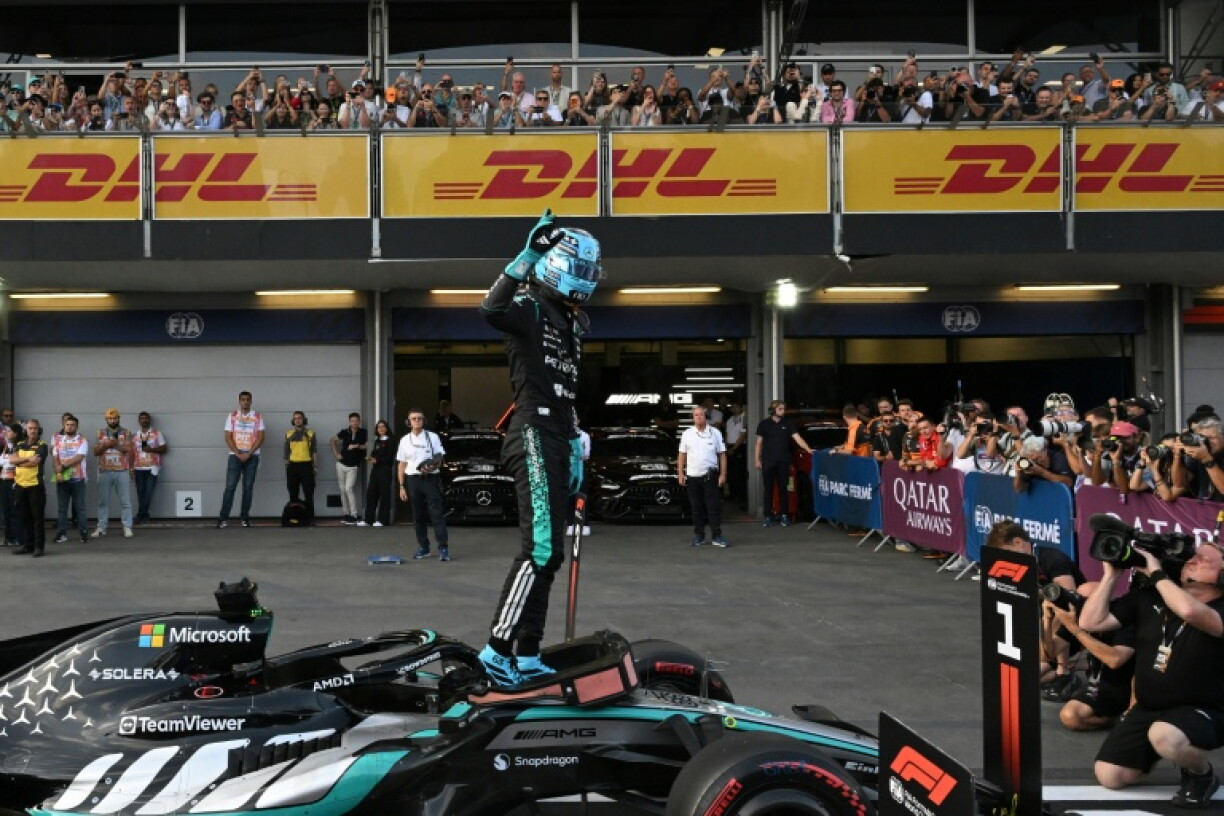 Mercedes' George Russell will start on pole position for the Azerbaijan Grand Prix in Baku