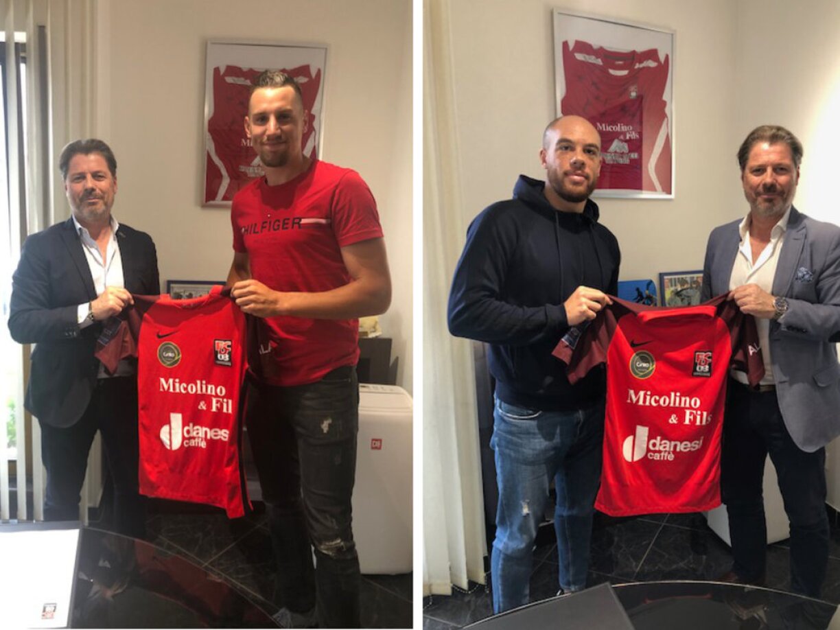 Fabrizio Bei pose avec deux de ses nouvelles recrues.