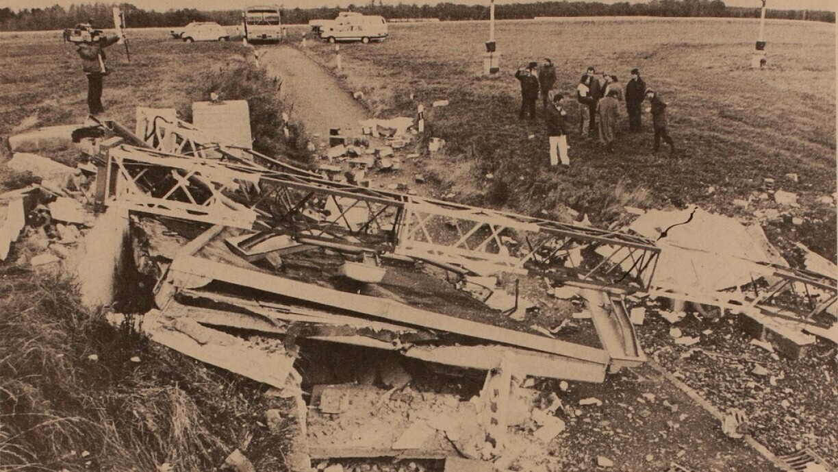Radar equipment blown up at Findel Airport in December of 1985.