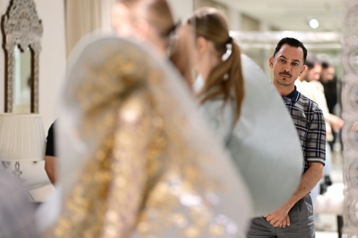 Rami Al Ali in his studio in Dubai preparing his Autumn-Winter 2025-2026 collection for Paris Couture Week