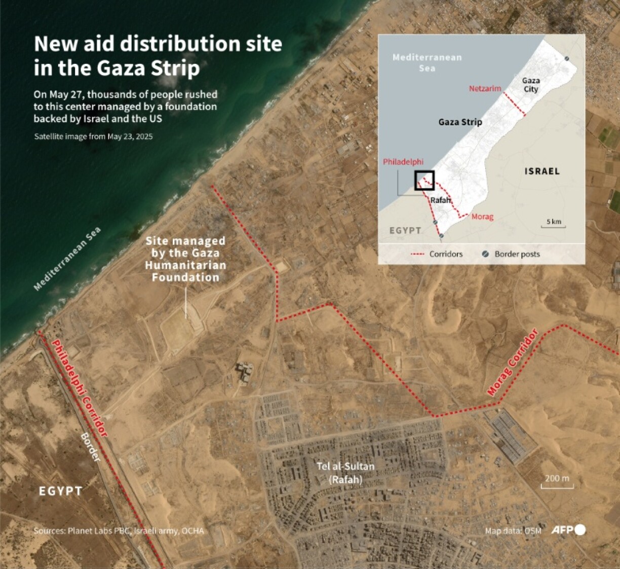 New aid distribution site in the Gaza strip