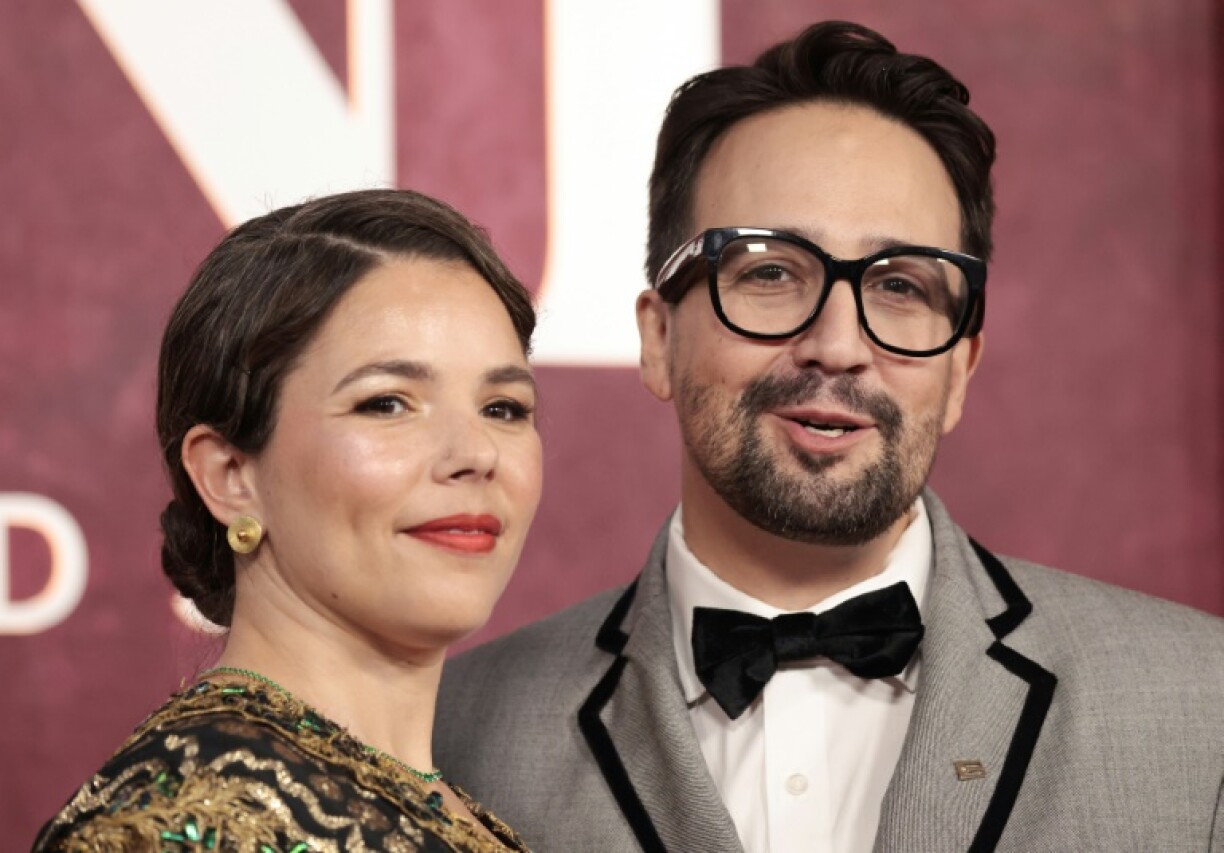 US actor and singer Lin-Manuel Miranda (R) and his wife Vanessa Nadal attend the 78th Tony Awards, where Miranda led a 'Hamilton' reunion performance