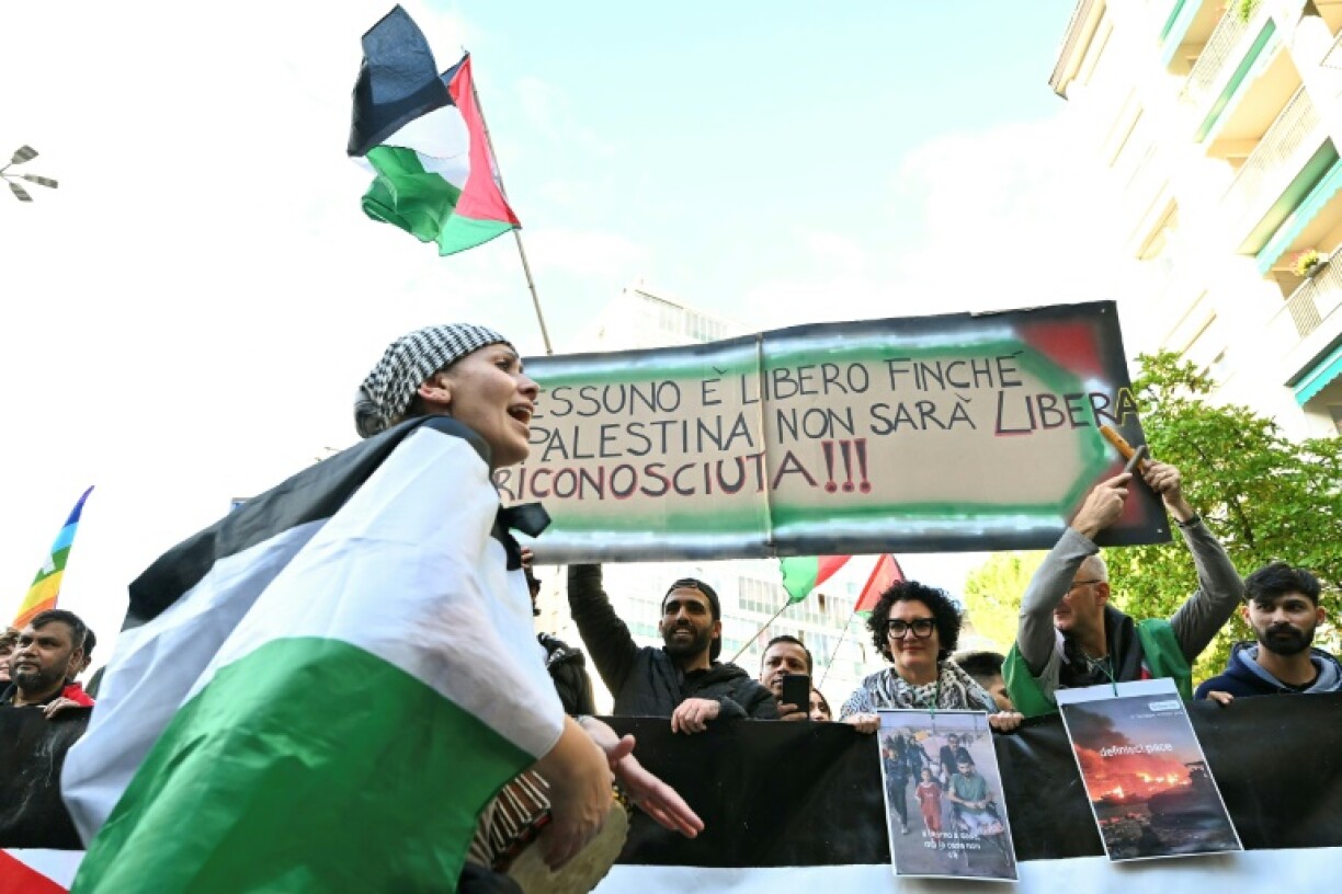Thousands of pro-Palestinian protesters descended on Udine ahead of Italy's World Cup qualifier with Israel