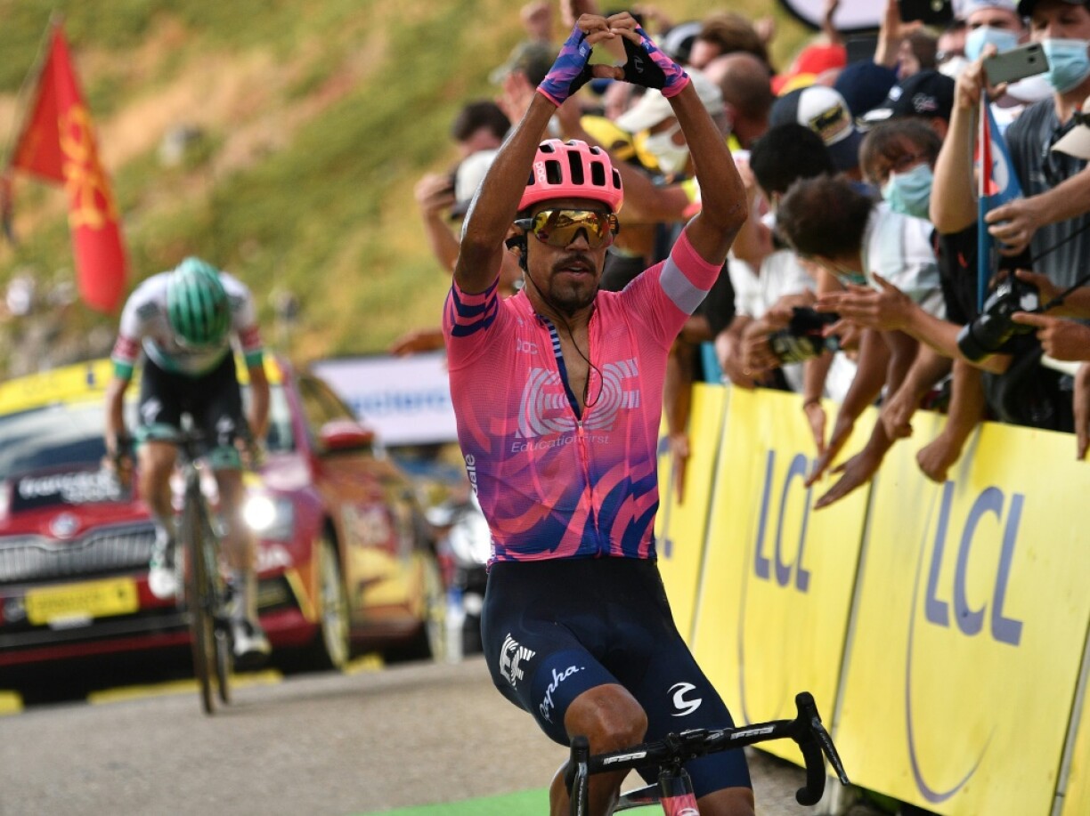 Daniel Martinez à l'arrivée de la 13e étape.