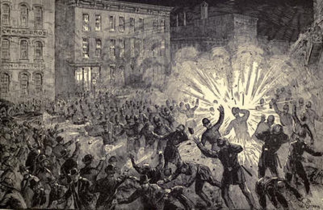 Haymarket Riot - Illustration from Michael Schaack's Book Anarchy & Anarchists