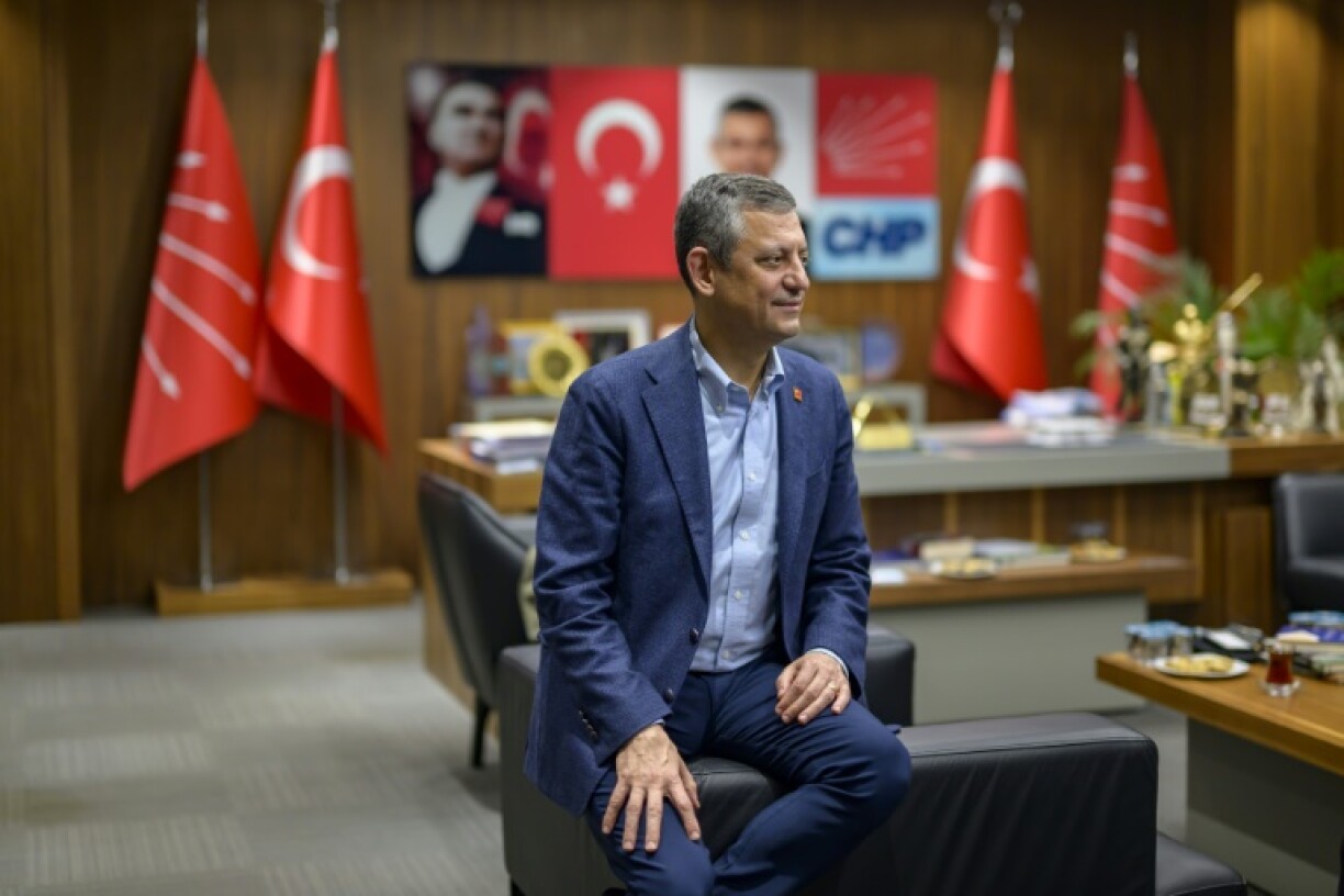 CHP leader Ozgur Ozel speaks during an interview with AFP