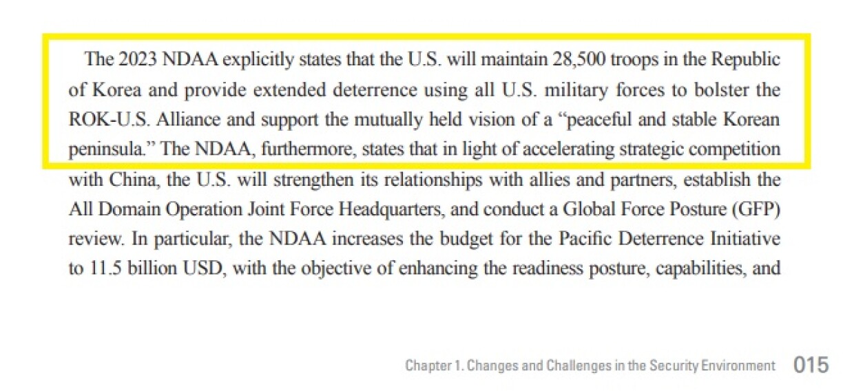 Screenshot of South Korea's 2022 Defence White Paper