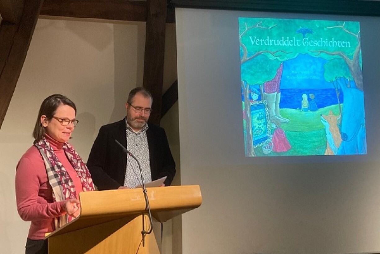 De Marc Weydert an d'Marie-Isabelle Callier bei der Präisiwwerreechung vum Concours Littéraire 2021