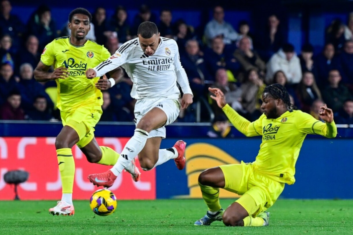 Real Madrid beat Villarreal with two goals from Kylian Mbappe (C) despite not being happy about the scheduling