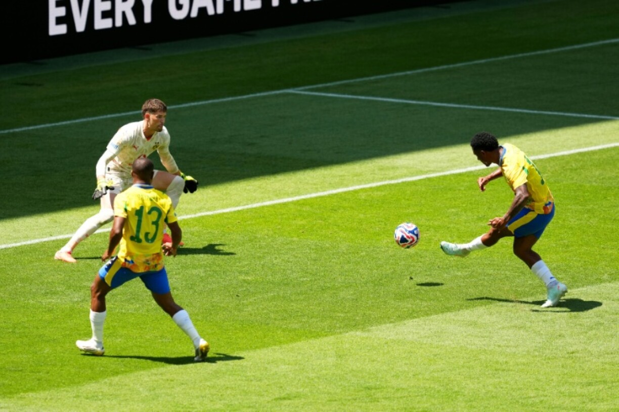 Mamelodi Sundowns forward Lucas Ribeiro (R) scores the goal voted the best at the 2025 Club World Cup in the United States.