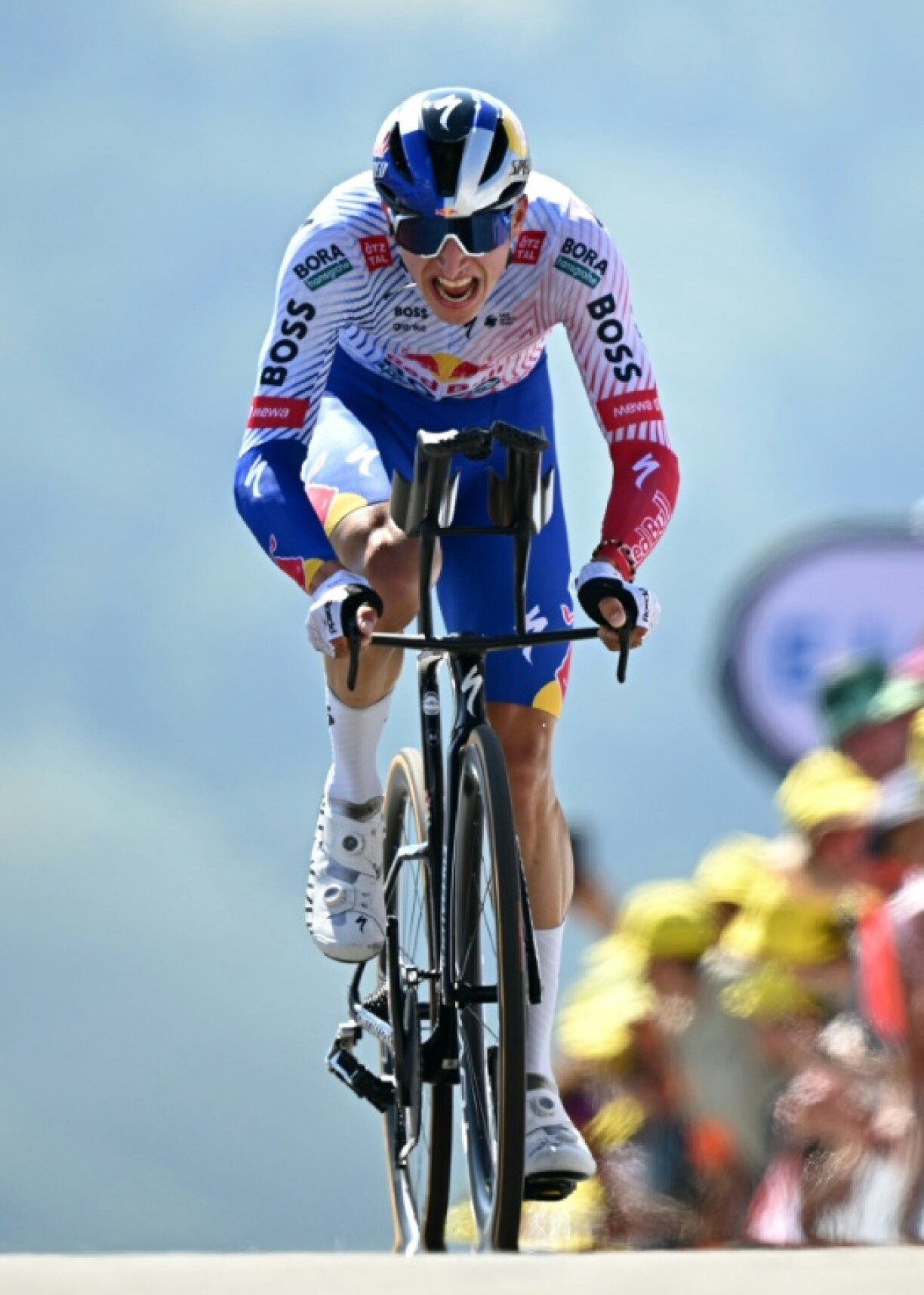 Florian Lipowitz on the day he climbed to third overall in the Tour de France