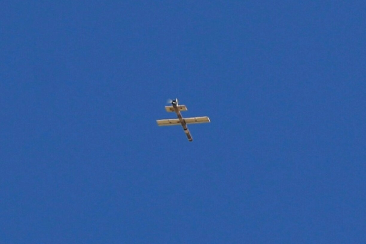 An Israeli drone is seen flying over Sweida on Wednesday.