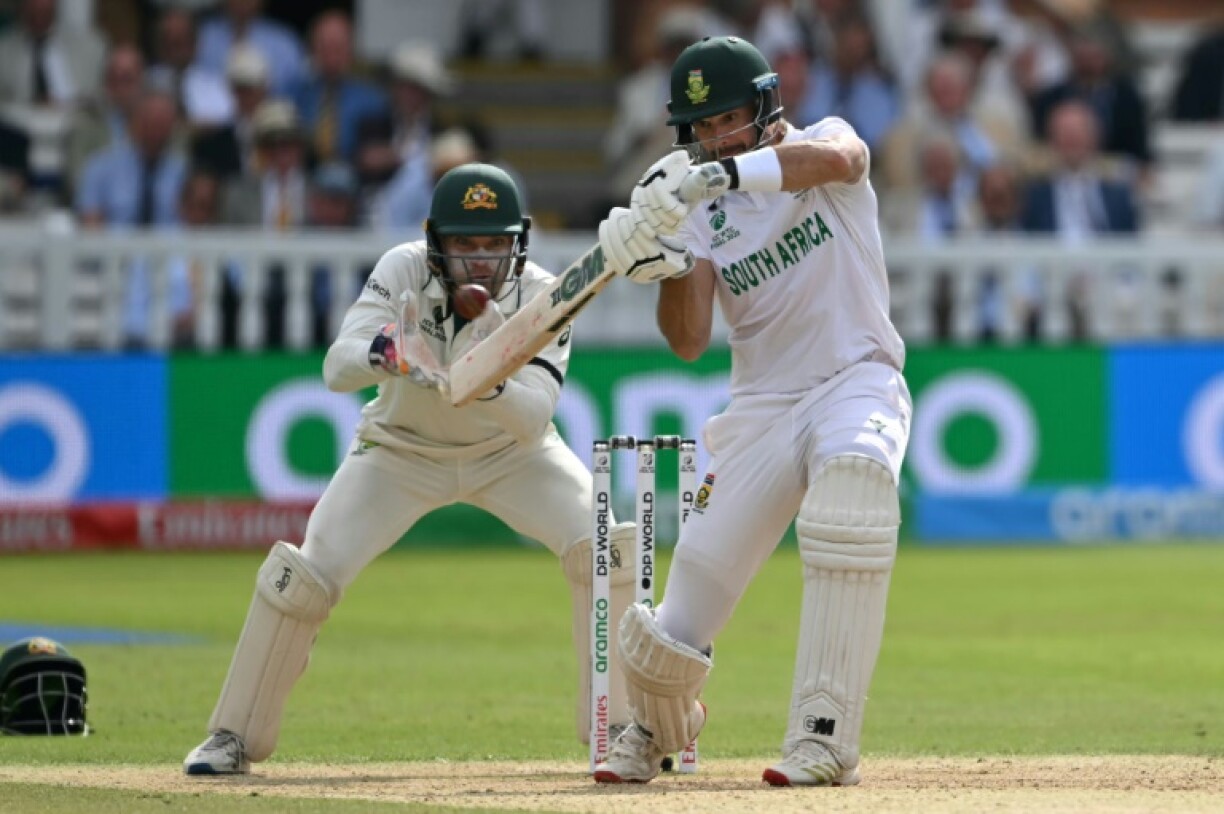 South Africa's Aiden Markram hits out on his way to a hundred in the WTC final against Australia at Lord's