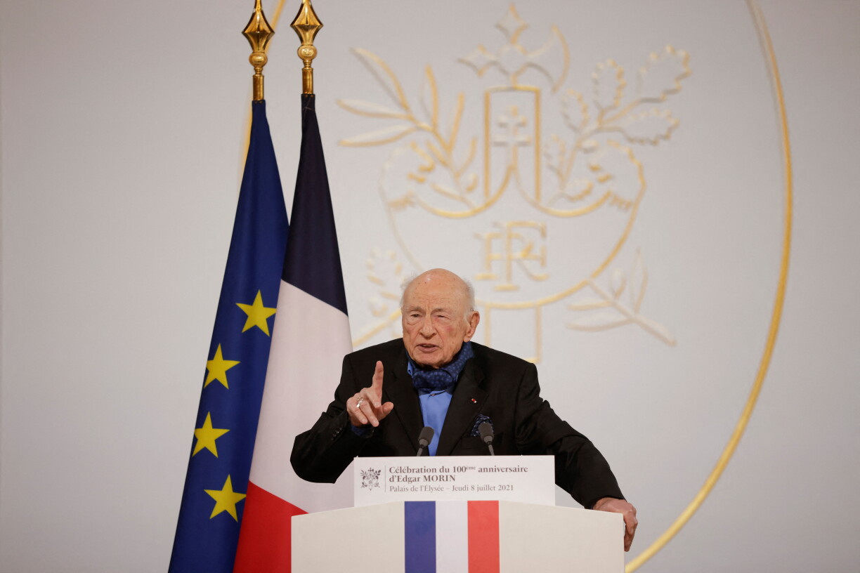 Den Edgar Morin bei sengem 100. Gebuertsdag am Juli 2021.